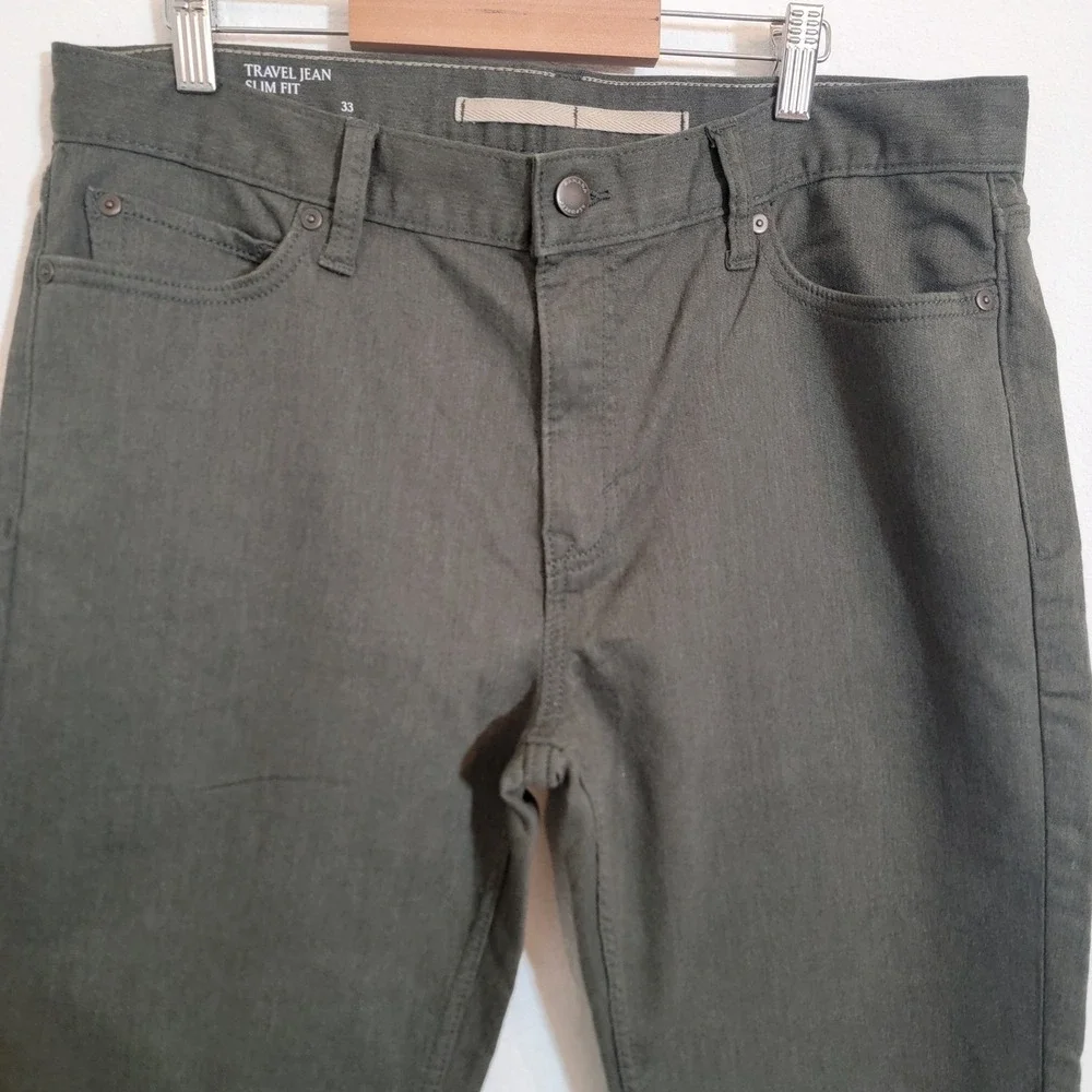 Banana Republic Travel Jean Slim Fit Pant Men 33x30 Green Chino Golf Performance